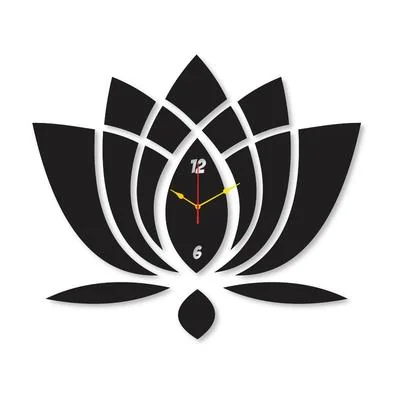 Islamic Lotus Wall Clock 12x12 Inch Black Modern Design thumbnail 2