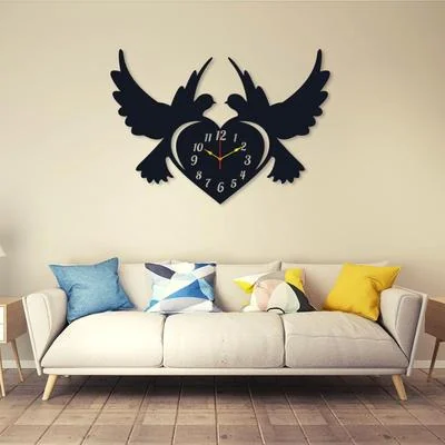 Black Pigeon Heart Wall Clock for Home Office