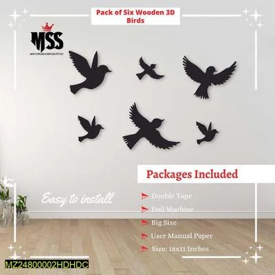 3D Wooden Bird Wall Decor Set for Home