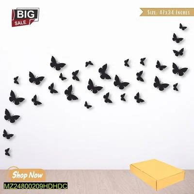 Black Butterfly Wall Art Set of 30 for Home Decor thumbnail 2