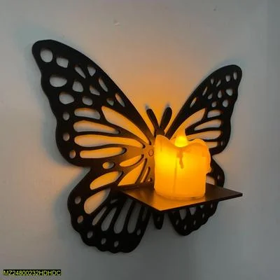Butterfly Wall Hanging with Candle Light, 3D Laminated Chipboard, 12x12" thumbnail 3