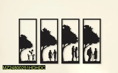 MDF Tree Wall Art Set of 4 Panels for Home Decor thumbnail 2