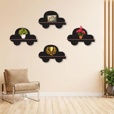 Car Shelves Modern Wall Decor Black MDF 4 Pack