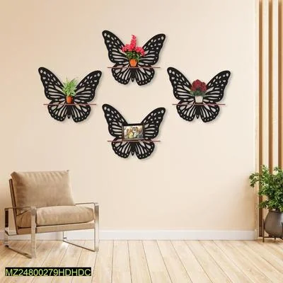 Black Butterfly Wall Shelves Set for Home Decor
