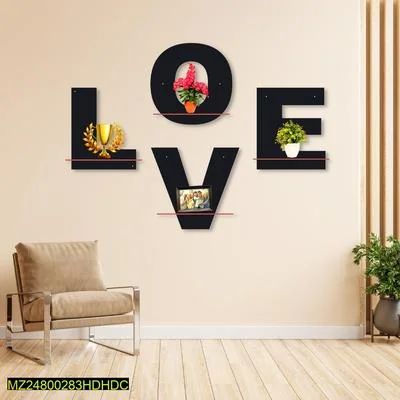 Love Wall Art Set of 4 MDF Shelves Black thumbnail 3