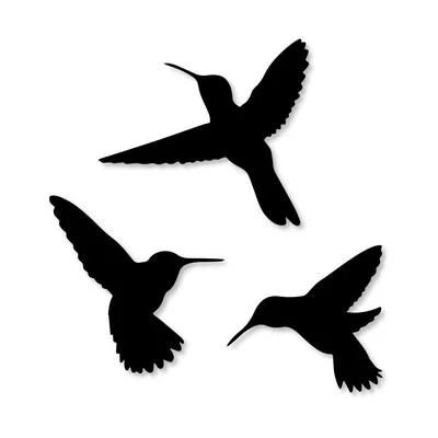 Wall Decor Sparrow Set of 3 Black Birds Art thumbnail 2