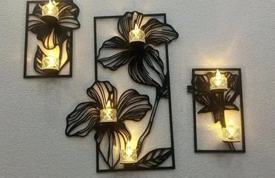 Black Flower Wall Decor Set for Home Modern Elegance
