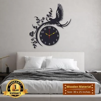 Eagle Wall Clock Black 30x25 Inch MDF