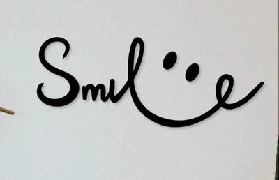 Black Smiley Wall Art for Home Office Decor