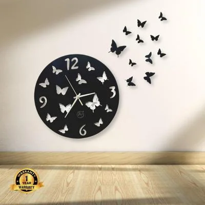 Butterfly Wall Clock 3mm MDF Modern Design