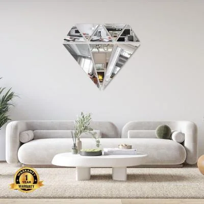 Silver Acrylic Diamond Wall Mirror 16x16"