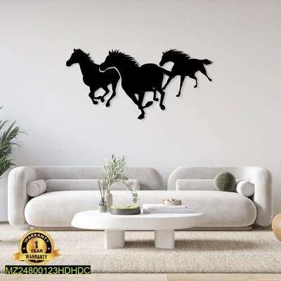 Fredom Horse Wall Art Black 20x12" Modern Decor