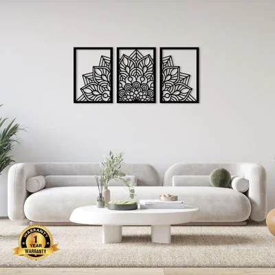 Golden Three Frame Wall Art Set 50x16 Inches