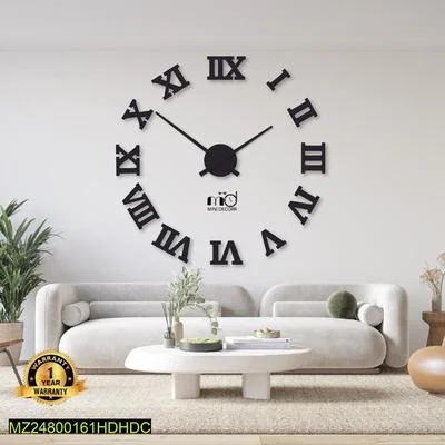 Roman Numeral Wall Clock 24x24 Black Modern Design thumbnail 3
