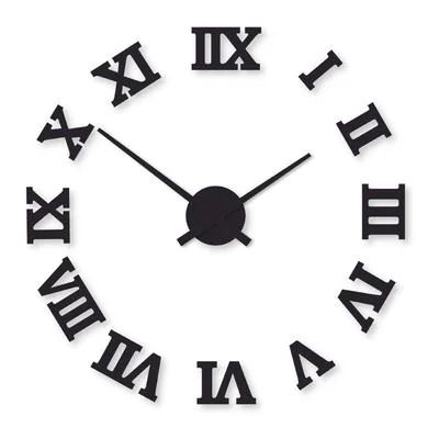 Roman Numeral Wall Clock 24x24 Black Modern Design thumbnail 2