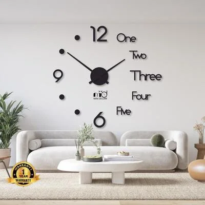 Modern Wall Clock 24x24 Inch Laminated Wood Design