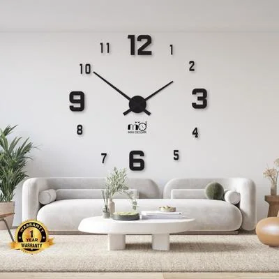 Modern Black Wall Clock for Living Room Office