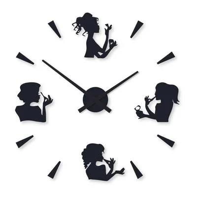 Modern Black Silhouette Wall Clock for Home Office