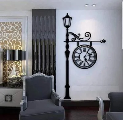 Black Street Lamp Wall Clock for Home Office