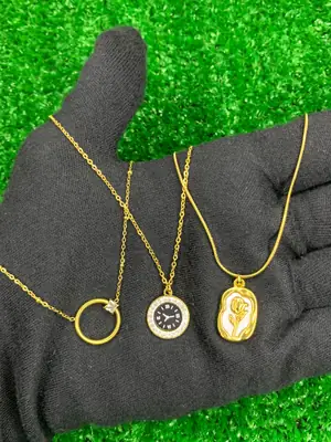 Pack of 3PCS Multi Layered Gold Plated Pendants thumbnail 3