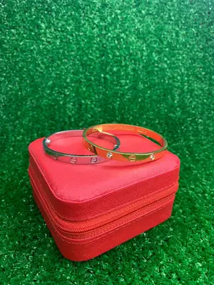 Trending Elegant Gold-Plated Stainless Steel Bangle Bracelet for Girls & Women with Elegant Design