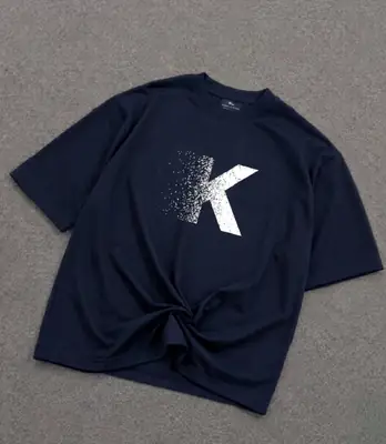 Premium Oversized Drop-Shoulder Graphic T-Shirt DTF High Quality Print Navy Blue thumbnail 2