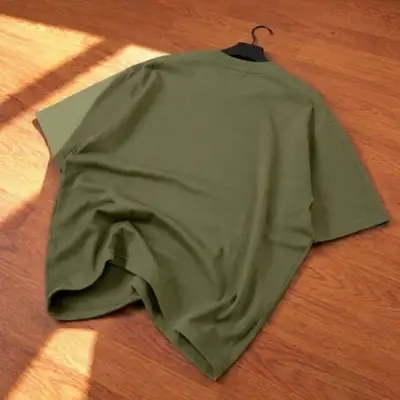 Premium Olive Green Oversized Drop Shoulder T-Shirt - Streetwear DTF Print thumbnail 2