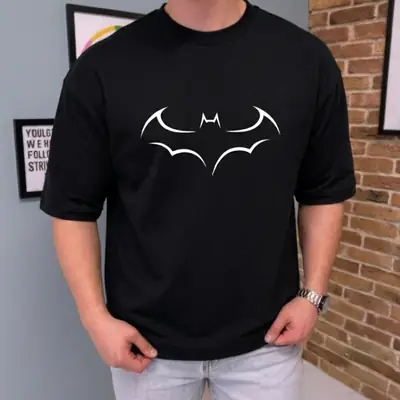 Premium Batman Logo Drop Shoulder T-Shirts - Oversized Fit thumbnail 4
