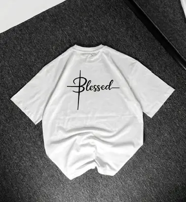 Premium Blessed Graphic Drop Shoulder T-Shirt - Oversized PC Fabric Unisex Tee