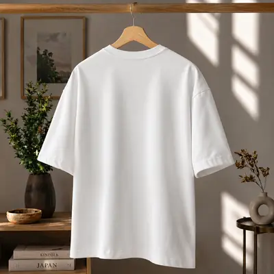 Premium Spider Web Graphic Drop Shoulder White T-Shirt - Oversized PC Fabric Tee thumbnail 2