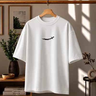 Premium Arabic Typography & Keffiyeh Graphic Drop Shoulder White T-Shirt - Oversized PC Fabric Tee thumbnail 2