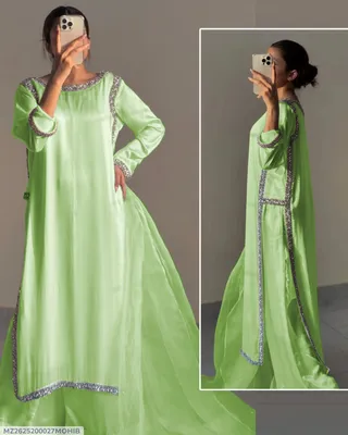 3 Pcs Women's Stitched Silk Lace Work Suit
