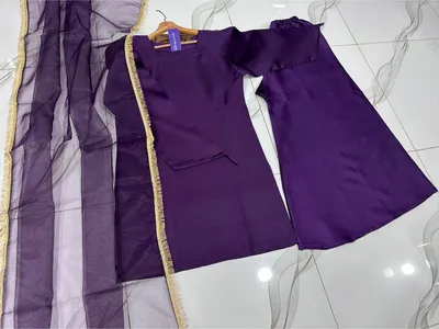 3 Pcs Women's Stitched Silk Lace Work Suit thumbnail 4