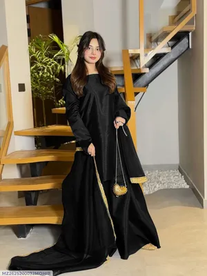 3 Pcs Women's Stitched Silk Lace Work Suit