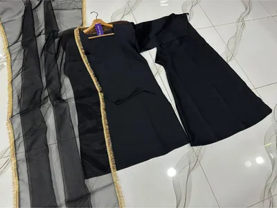 3 Pcs Women's Stitched Silk Lace Work Suit thumbnail 5