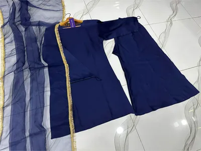 3 Pcs Women's Stitched Silk Lace Work Suit thumbnail 4