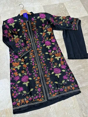3 Pcs Women's Stitched Shamoz Silk Embroidered Gown Suit thumbnail 2