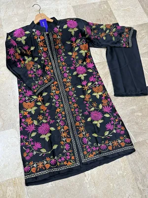 3 Pcs Women's Stitched Shamoz Silk Embroidered Gown Suit thumbnail 3