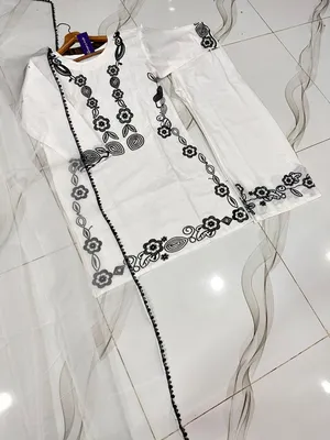 3 Pcs Women's Stitched Cotton Embroidered Suit thumbnail 2