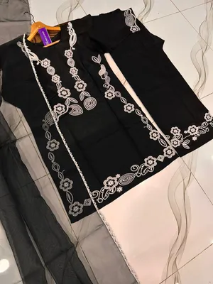 3 Pcs Women's Stitched Cotton Embroidered Suit thumbnail 3