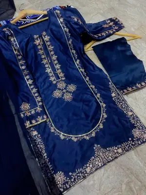 3 Pcs Women's Stitched Shamoz Silk Sequins Embroidered Suit thumbnail 2