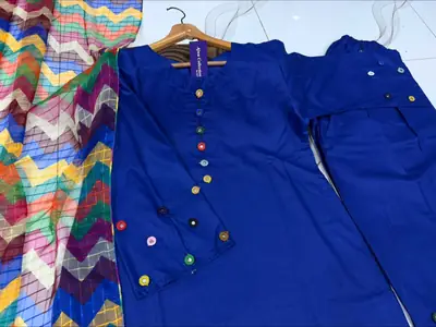 3 Pcs Women's Stitched Cotton Sheesha Work Suit thumbnail 5