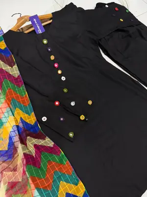 3 Pcs Women's Stitched Cotton Sheesha Work Suit thumbnail 3