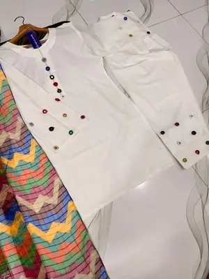 3 Pcs Women's Stitched Cotton Sheesha Work Suit thumbnail 3