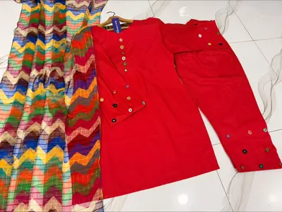 3 Pcs Women's Stitched Cotton Sheesha Work Suit thumbnail 2