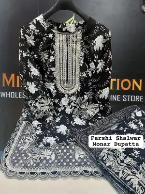 3 Pcs Women's Stitched Lawn Embroidered Suit thumbnail 2