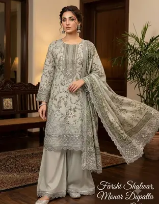 3 Pcs Women's Stitched Lawn Embroidered Suit