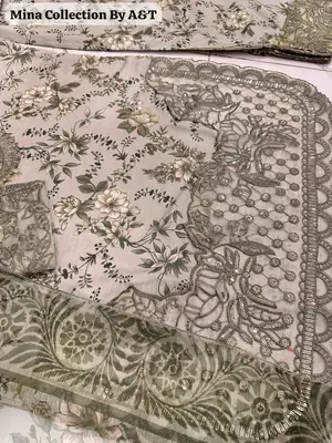 3 Pcs Women's Stitched Lawn Embroidered Suit thumbnail 3