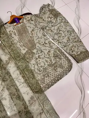 3 Pcs Women's Stitched Lawn Embroidered Suit thumbnail 4