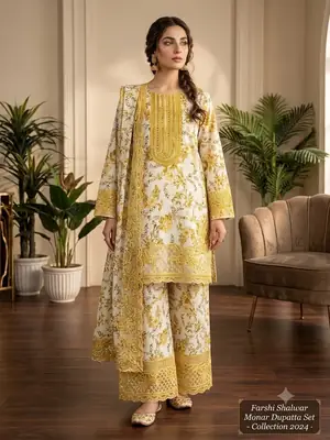 3 Pcs Women's Stitched Lawn Embroidered Suit